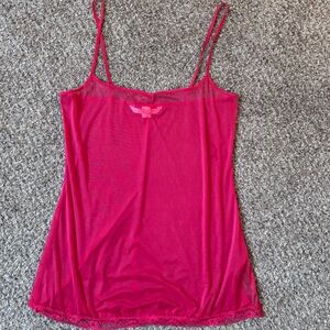Victoria's Secret Red Slip Dress with Lace Trim